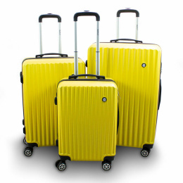 komplet żółtych walizek na kółkach