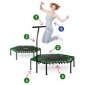 Trampolina fitness z uchwytem 127 cm Neo-Sport - sześciokątna zielona