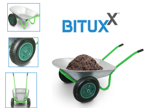 TACZKA BITUXX OGRODOWA DWUKOŁOWA Z JASNOZIELONYM STELAŻEM 150KG 100L