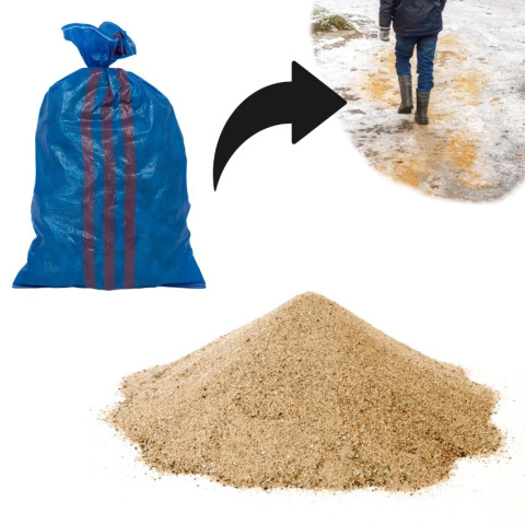 Piasek workowany 25kg do posypywania dróg i ulic antypoślizgowy ekologiczny Piasek workowany 25kg do posypywania dróg i ulic antypoślizgowy ekologiczny